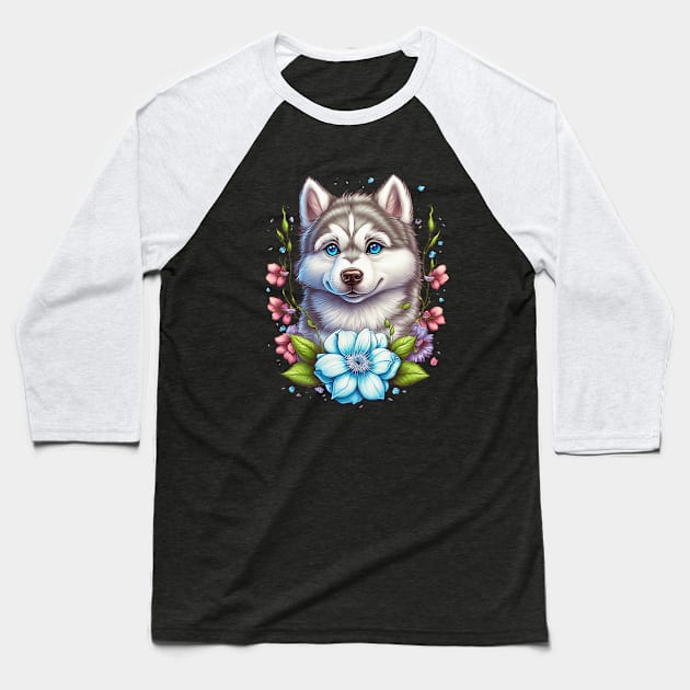 husky dog lover Baseball T-Shirt by Crazy.Prints.Store